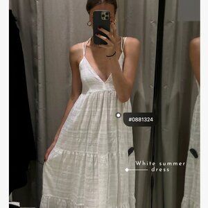 ZARA White Summer Dress with Spaghetti Straps Size Medium NWT